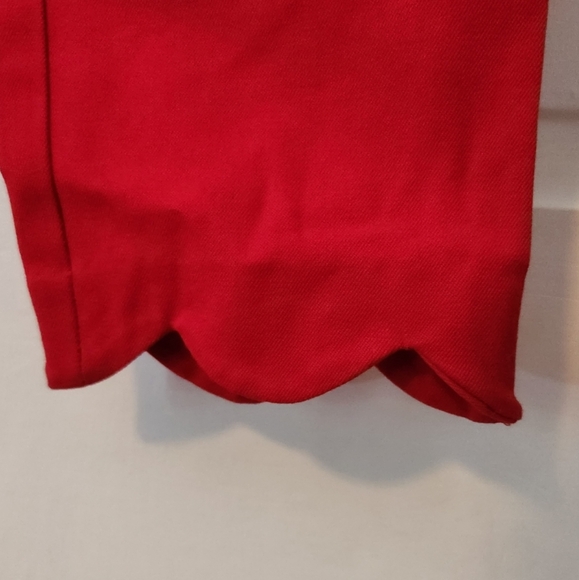 J Crew Cropped Scallop Edge Hem Red Slack Pants - Picture 2 of 5